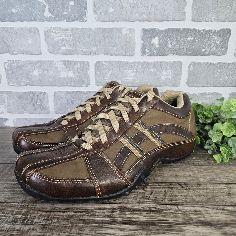 Skechers Urbantrack Browser Men's Brown Leather Sneakers Size 10.5 61751 - Picture 2 of 9